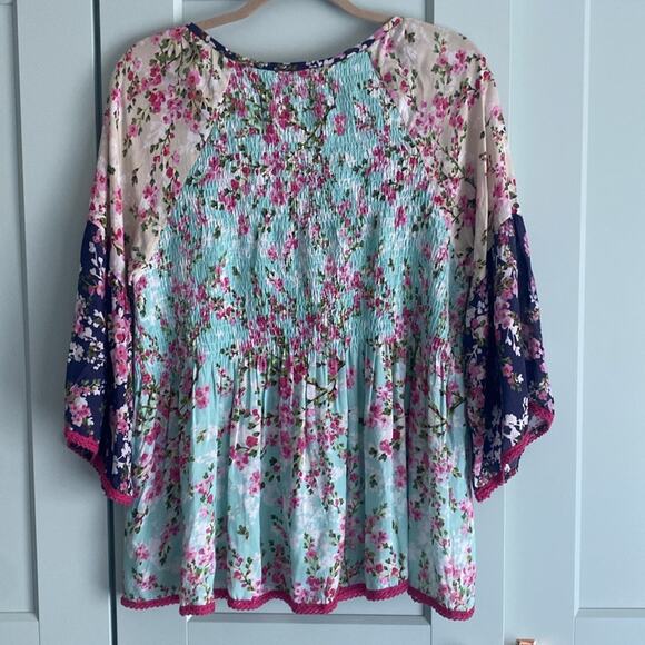 Lula Soul Sundance Pink Blossom Floral Tunic Top Sz S - Picture 10 of 10